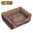 Rectangular cotton dog bed with leopard print Oxford cloth outer