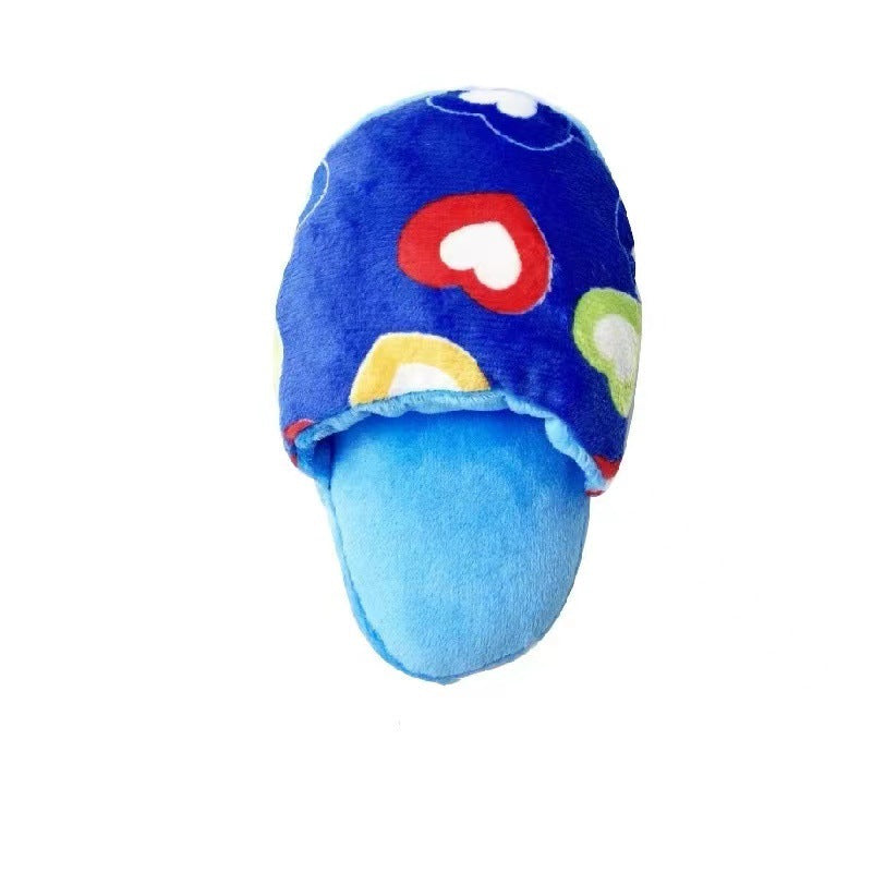Plush squeaky slipper dog toy for chewing and play, view 10