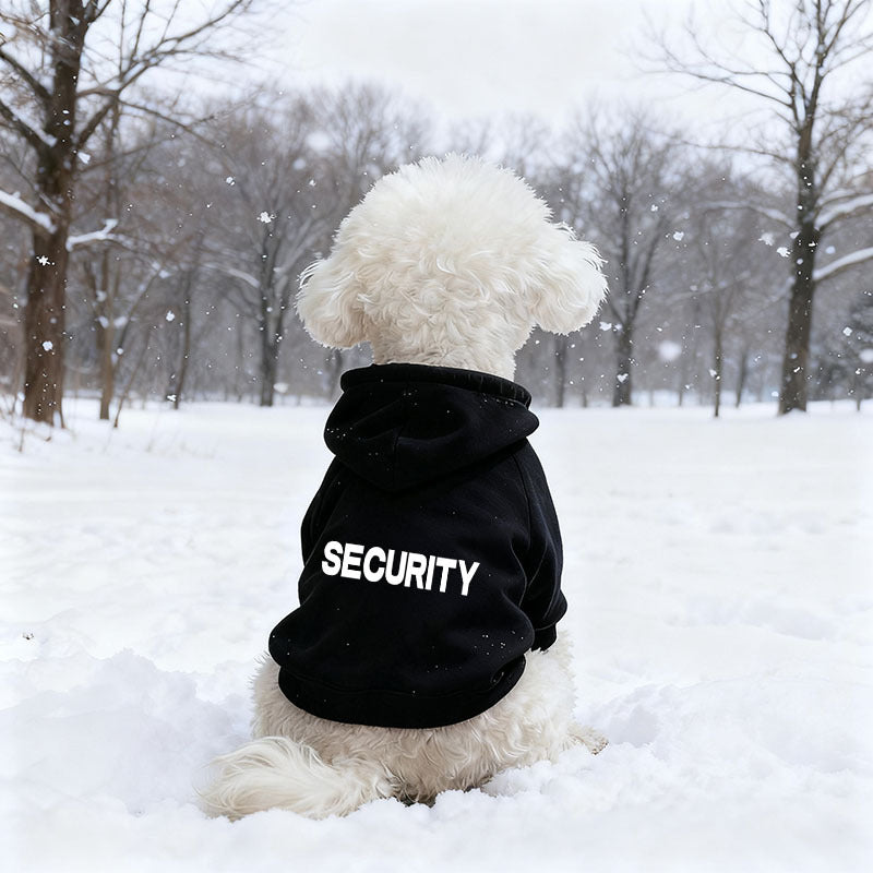 Hooded fleece sweatshirt for small dogs and cats in Black Plain, front view