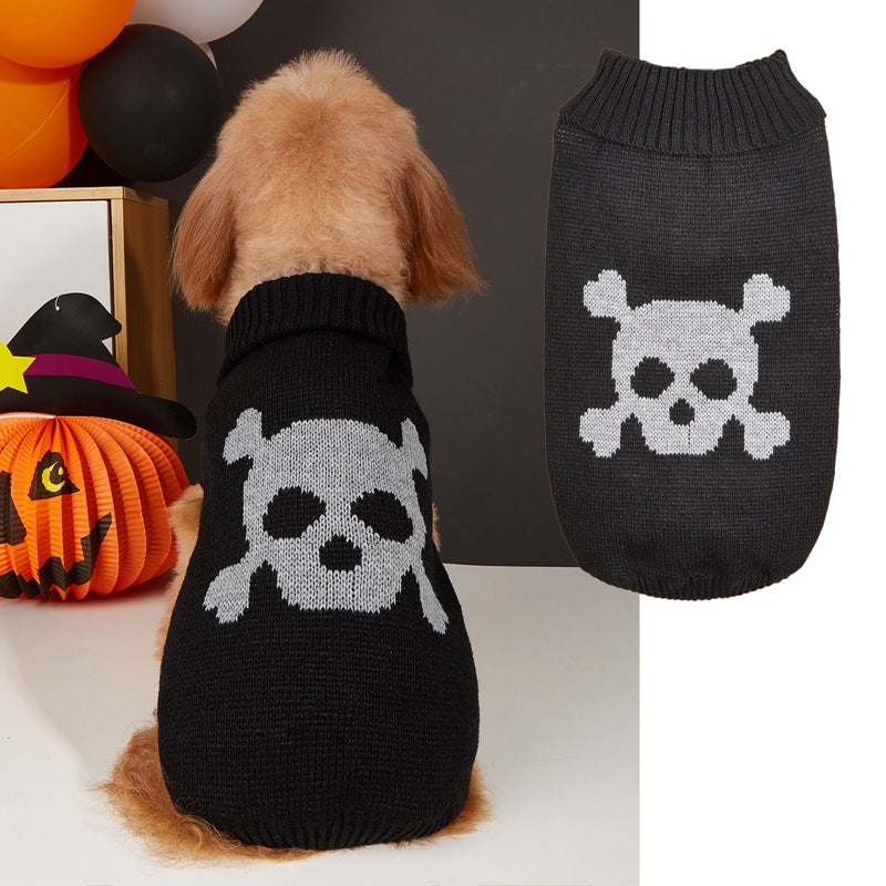 Halloween knitted pet jumpers with ghost and skull designs