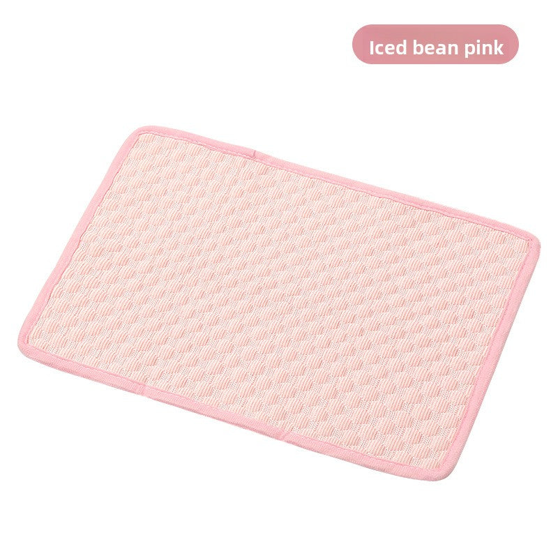 Ice silk pet cooling cushion in pink for cats and dogs, view 4