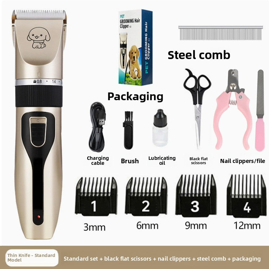 Cordless Pet Hair Trimmer, 6500 RPM with Comb and Scissor Options