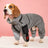 Reflective hooded dog raincoat in silver fabric in Red Fleece Lined, close-up detail