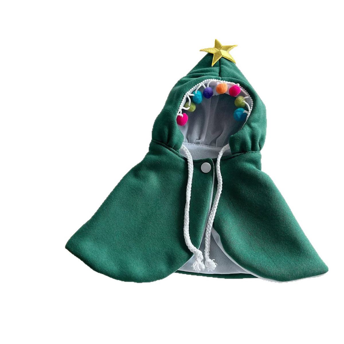 Green Christmas tree costume cloak for small pets