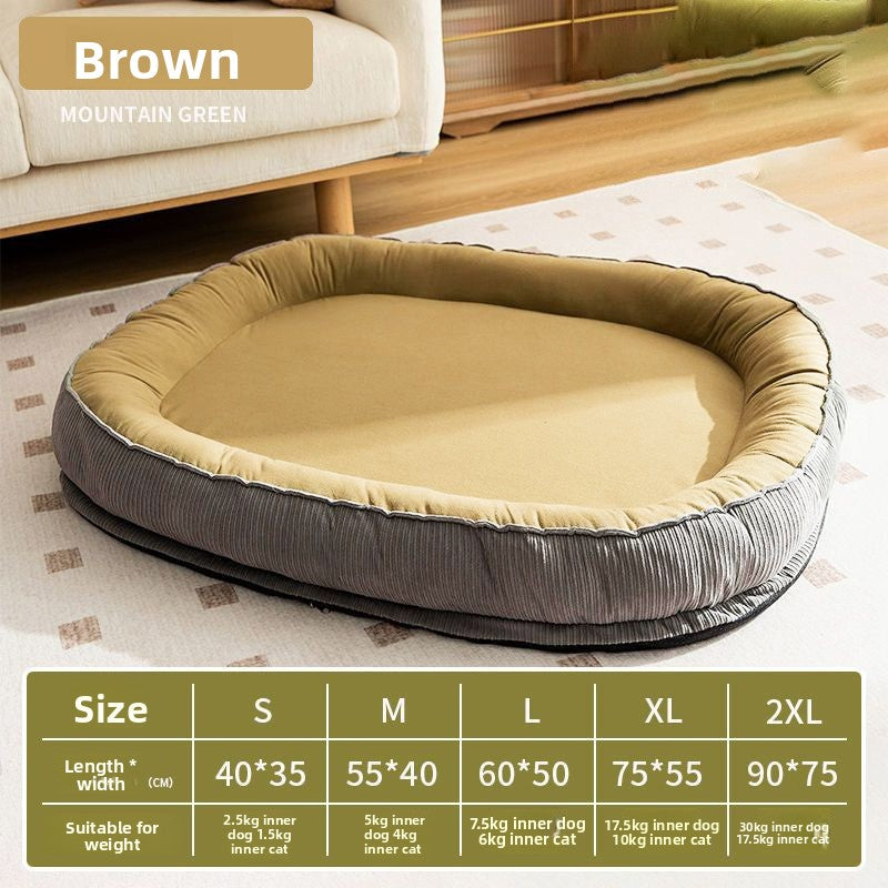 Cat resting on a brown washable pet bed
