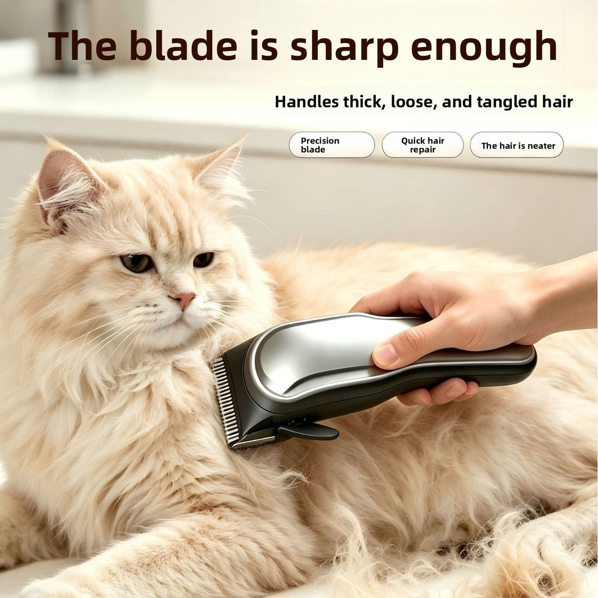 Cordless Dog Clippers for Thick Coats, Low Noise Ceramic Blade