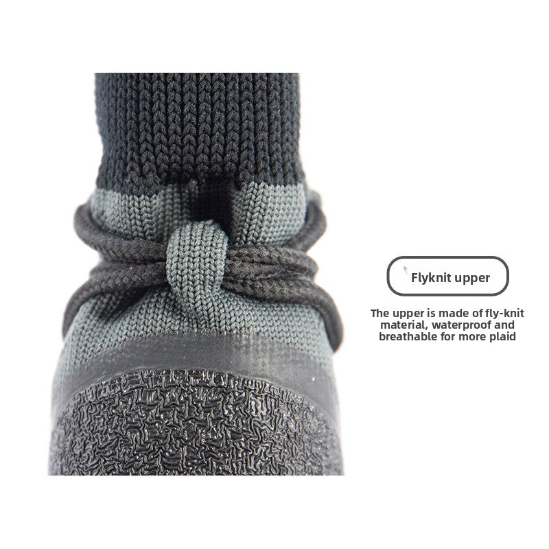 Waterproof anti-slip dog shoes with adjustable straps in Green, side view