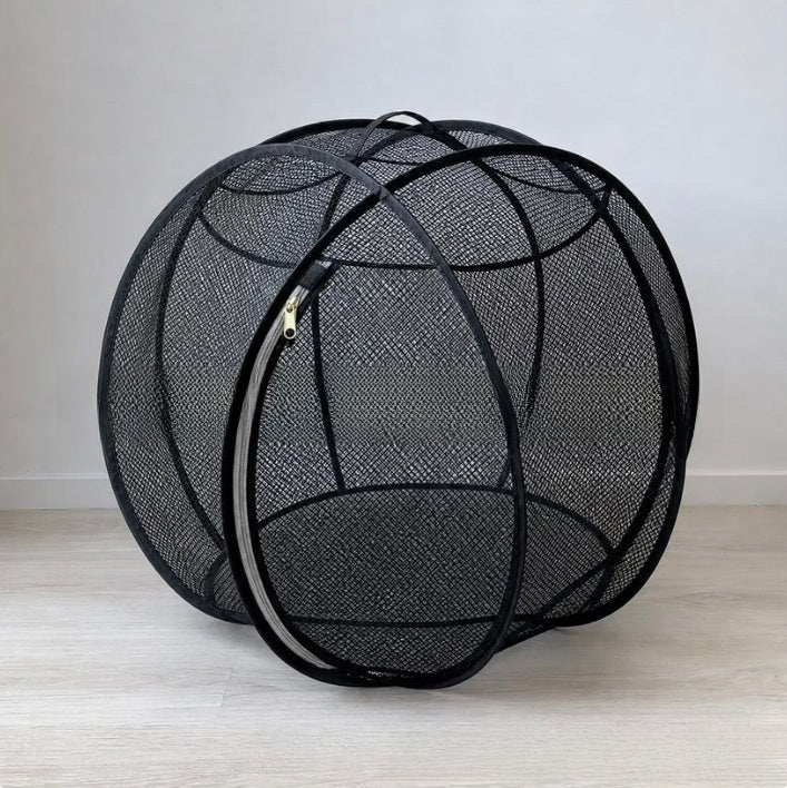 Rolling mesh cat playpen on wheels, alternative angle view