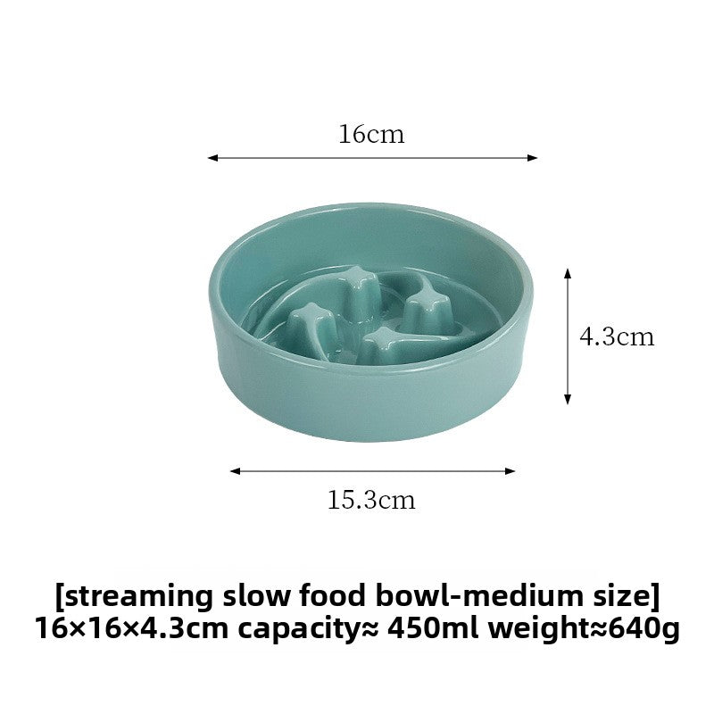 Meteor Shaped Ceramic Slow Feeder Pet Bowl in Small Medium or Large with Stable Base