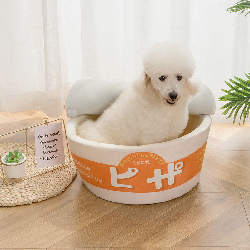 Burger shaped pet bed in soft velvet for cats, view 8