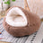 Winter Semi-Enclosed Cat Bed, 2-in-1 Warm Cave and Cushion