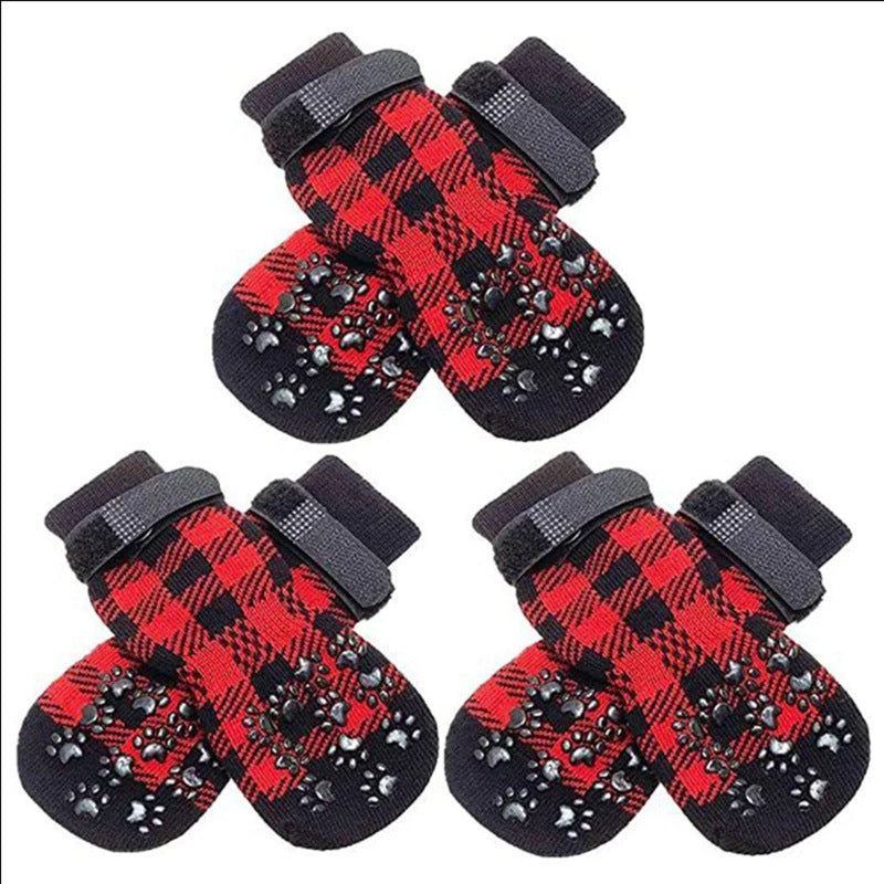 Anti-slip cotton dog socks pack of four with paw print, product image 9