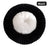 Round striped faux fur pet bed in dark grey for cats