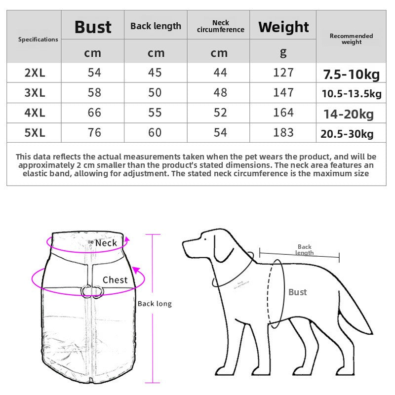 Colour block dog ski vests in blue and red
