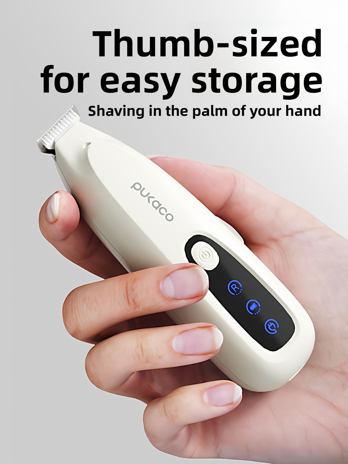 Thumb-Grip Pet Hair Clipper with Wide Blade Head, Quiet USB Kit