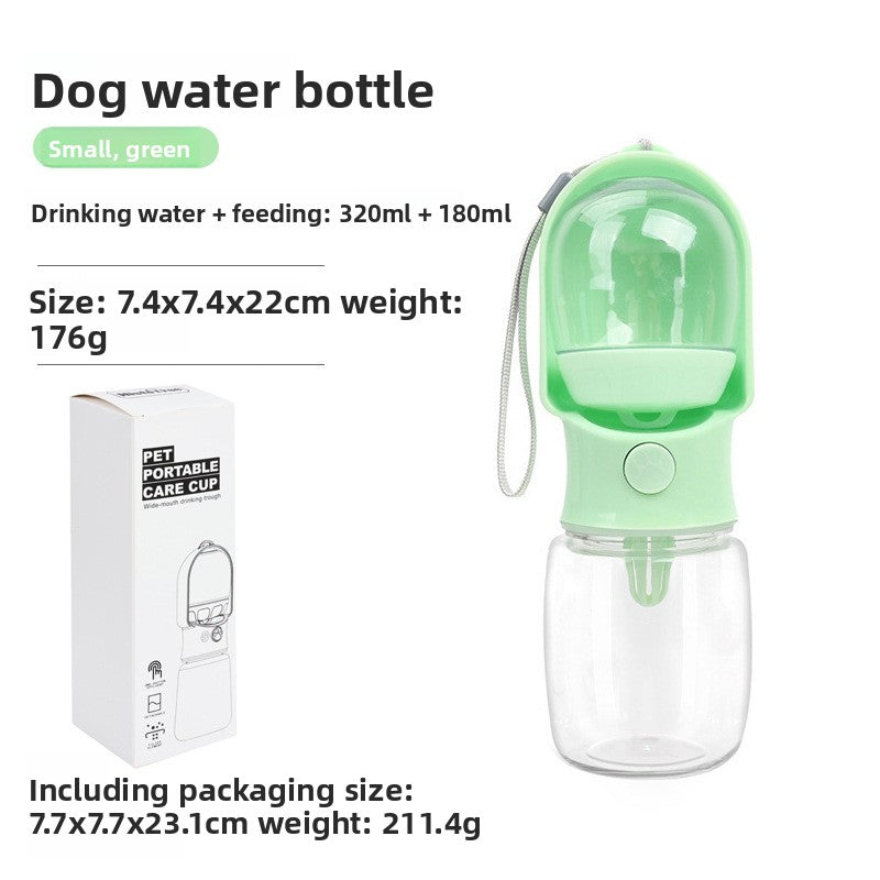 Portable Dog and Cat Outdoor Water Bottle with Feeding Area, Leak-Proof, 320ml or 500ml