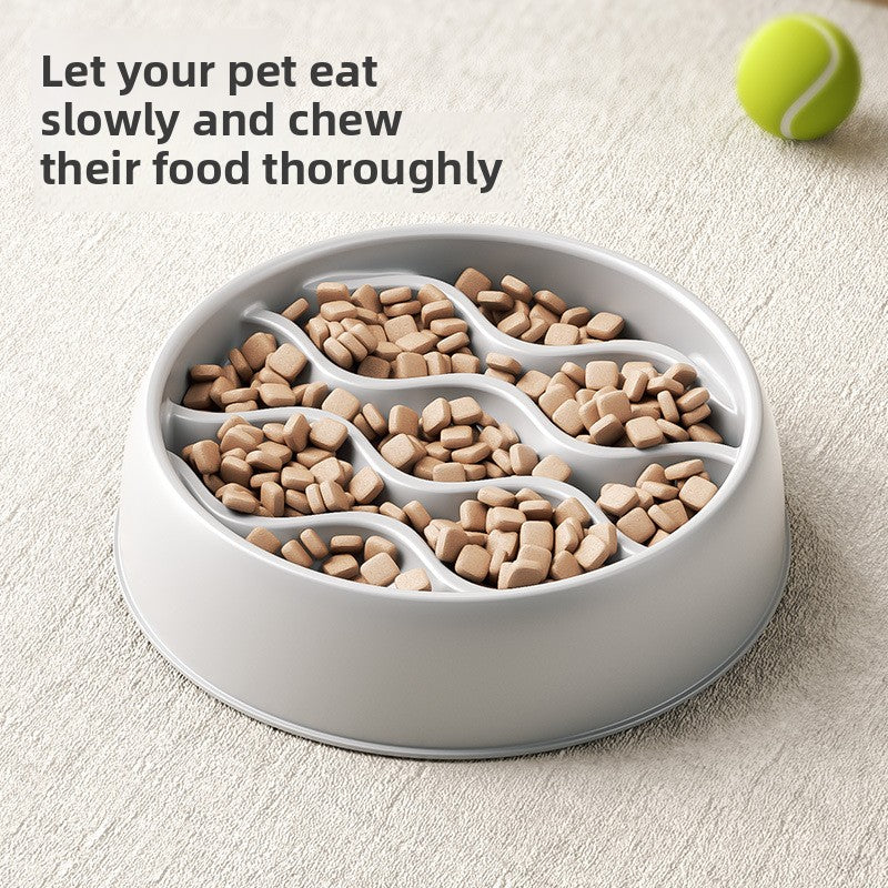 Wave Pattern Slow Feed Pet Bowl in Light Grey or Cream White for Small Dogs and Cats