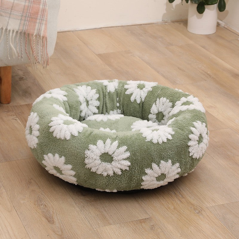 Soft round nest bed for cats and dogs, product gallery photo