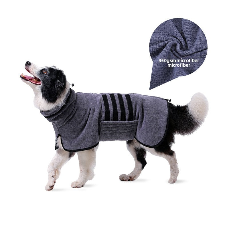 Quick-Dry Microfibre Dog Bathrobe, Absorbent Drying Coat After Baths