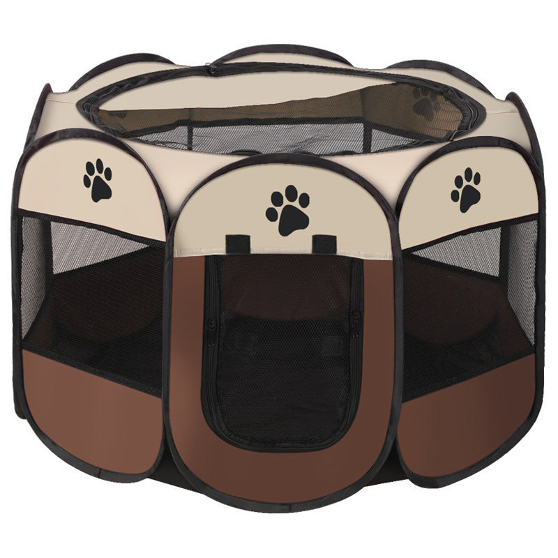 Foldable octagonal Oxford fabric pet playpen tent with mesh windows, product image 3