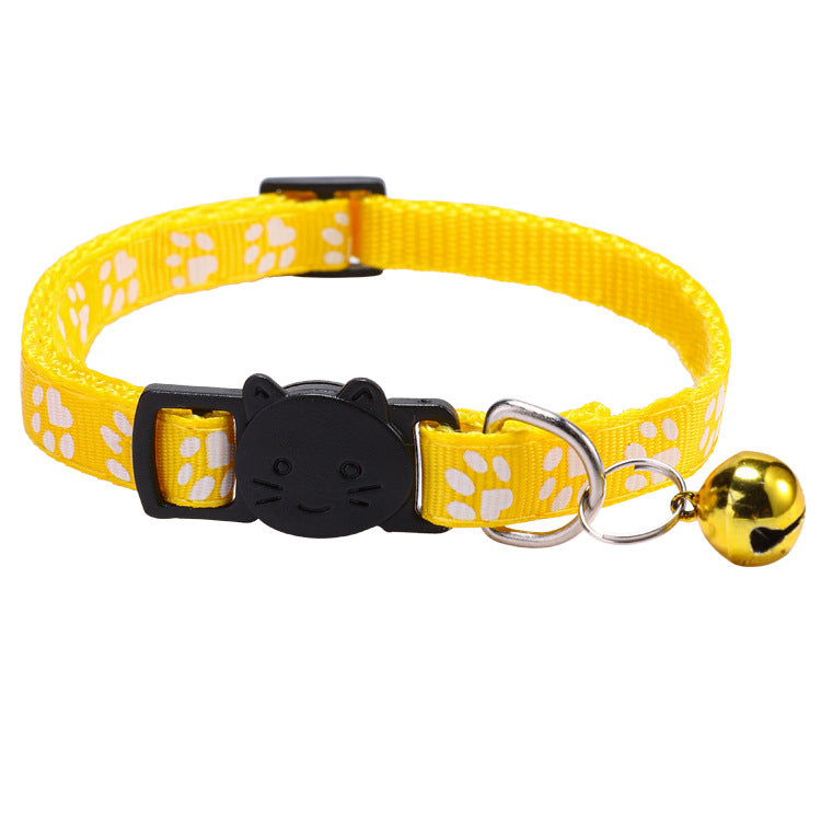 Colourful paw print cat collar with little bell, product image 9