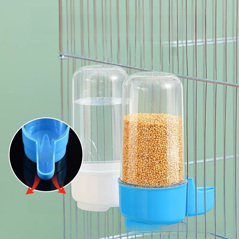 Automatic Bird Water and Food Feeder, 200ml Blue Dispenser for Quail, Chickens and Parrots