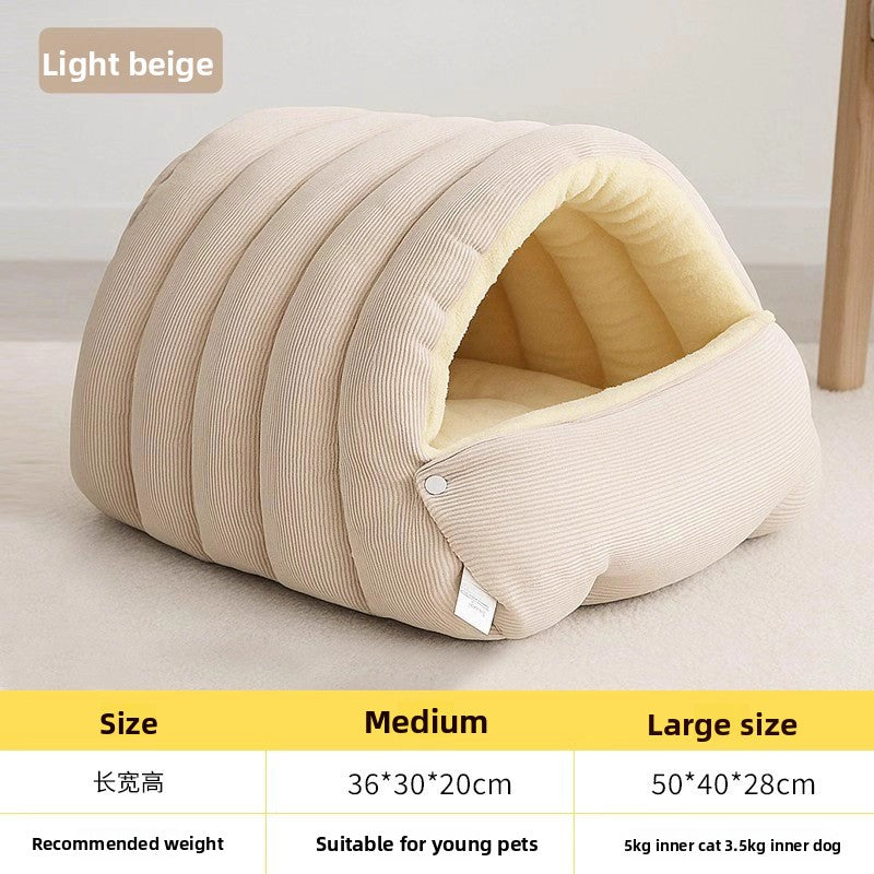 Warm enclosed pet nest and sleeping bag bed, photo 9 of 17