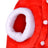 Christmas coral fleece dog outfit with reindeer design in Red, showing size and shape