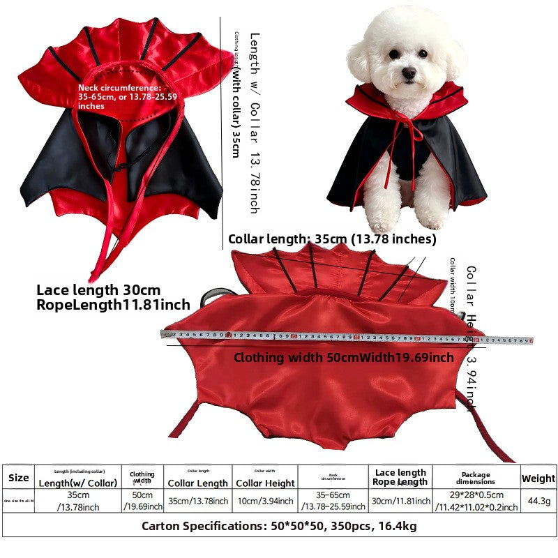Selection of Halloween pet costumes including pirate and vampire cape