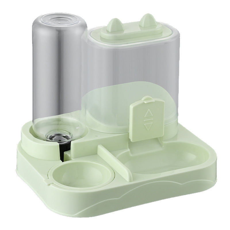 Dual-Compartment Pet Food Bowl with Automatic Water Refill Bottle and Leakproof Design