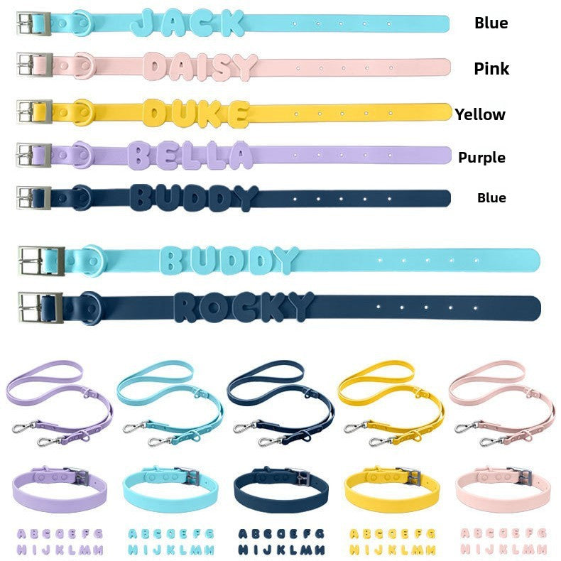 Personalised silicone pet collar with letters, available from Pet Royale UK