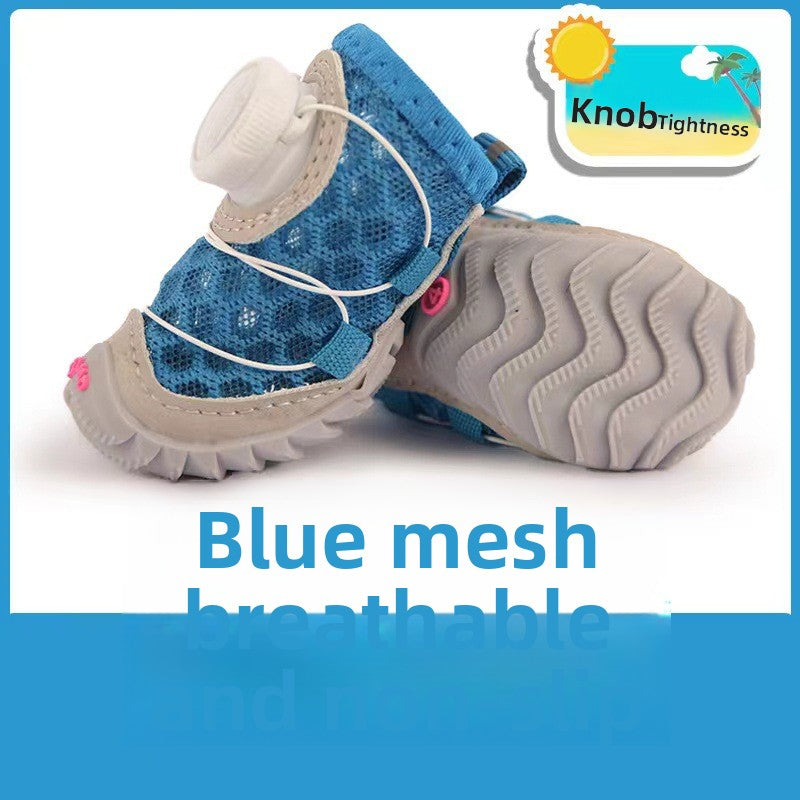 Soft sole anti slip shoes for small dogs in blue, view 3