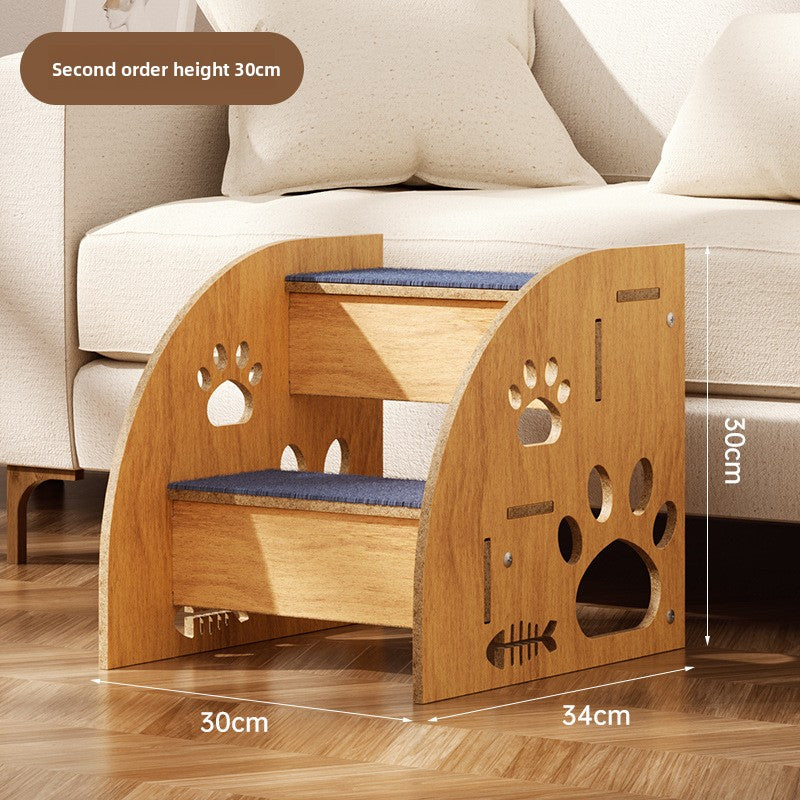 Carpeted pet ramp stairs with non-slip surface for beds, photo 6