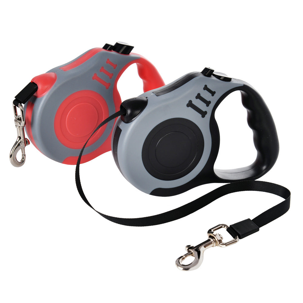 Retractable dog lead with bone-shaped handle, 2 lengths available