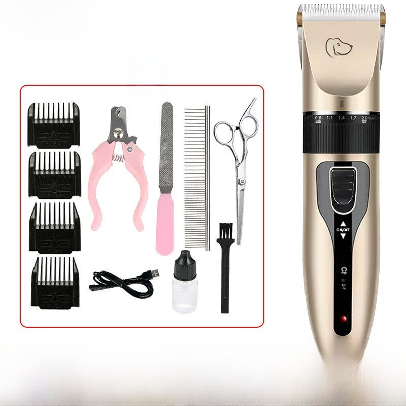 Ceramic Blade Pet Clipper Set with Guide Combs, USB Cordless