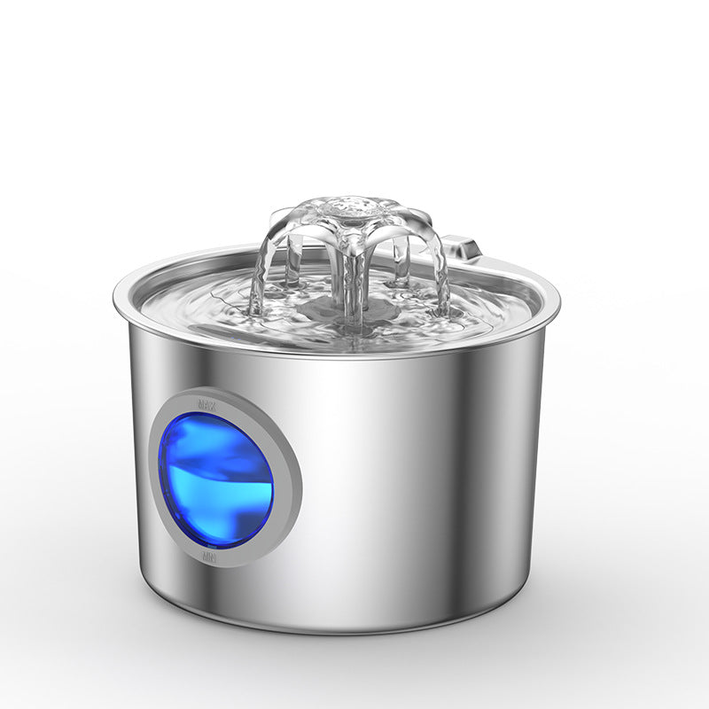2.2L Stainless Steel Automatic Pet Water Dispenser with Multi-Stage Filter and Quiet Pump