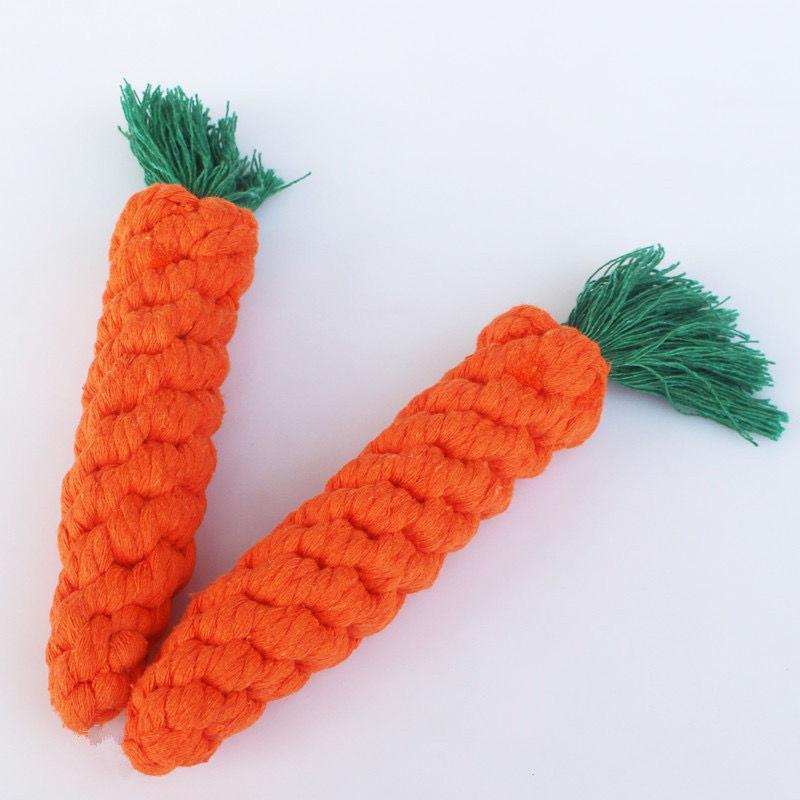 Woven carrot chew toy for small dogs teeth cleaning - photo 3
