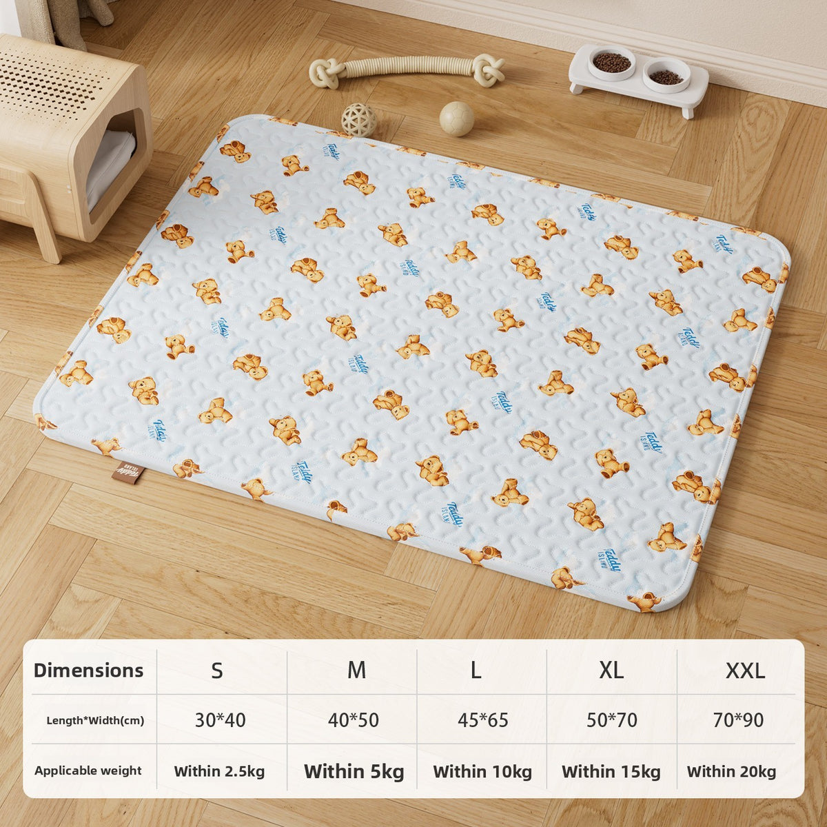 Soft suede pet blanket with cute bear pattern, product image 48