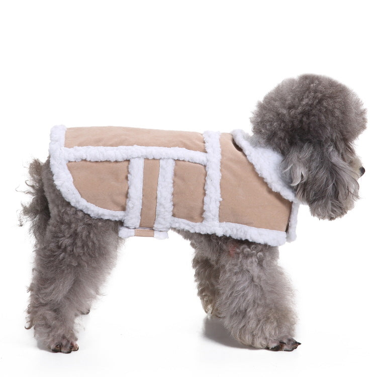 Windproof hooded dog jacket with zip front in Orange Style C, front view
