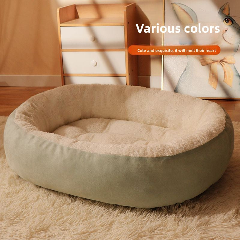 Oval Nest Dog Bed for All Seasons, Soft Pet Sleeping Pad