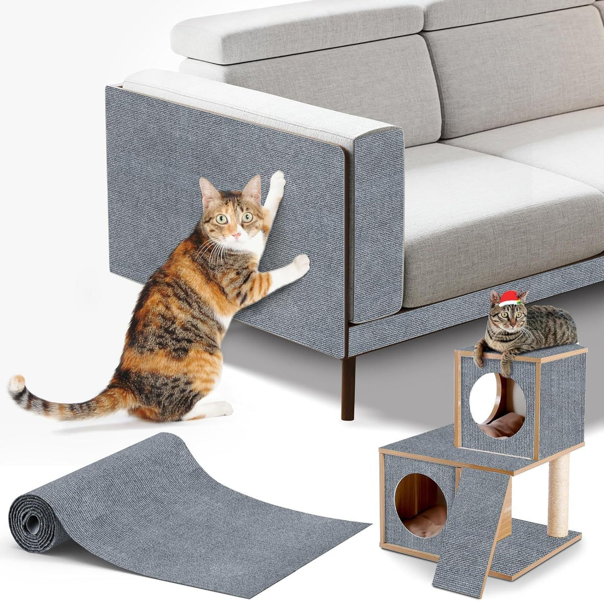 Light grey self-adhesive cat scratching mat for walls, photo 3