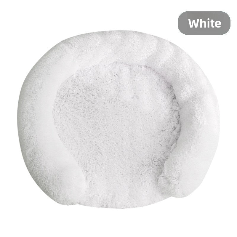 Fluffy round nest pet bed in many colours, product detail photo
