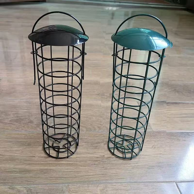 Ten-ring bird feeder hanging from a tree branch