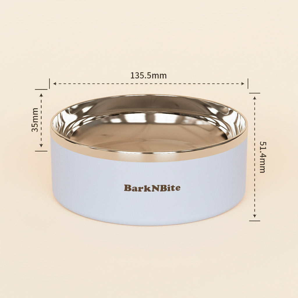 Stainless Steel Inner Slow Feeder Bowl with Weighted Anti-Spill Base for Small Pets