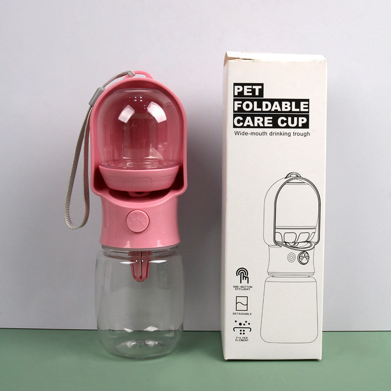 Portable Pet Water Bottle with Feeding Bowl Set, Leakproof Travel Bottle in Three Colours