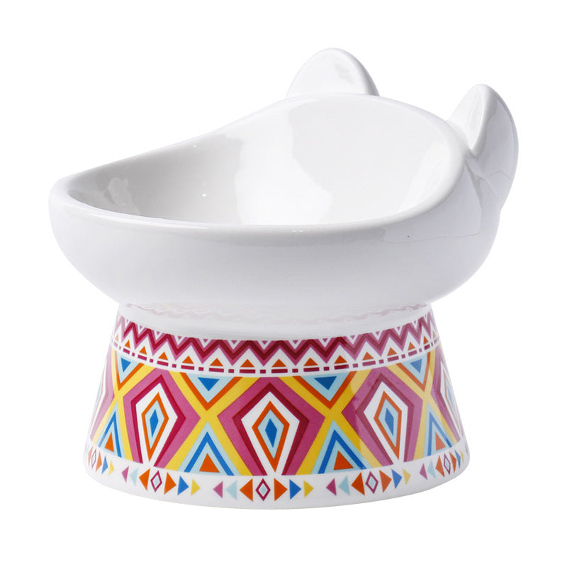 Ceramic Pet Bowl with Anti-Spill Design and Silicone Pad