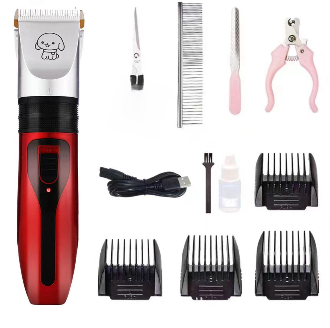 Cordless Pet Hair Clipper with Built-in Battery, Quiet Trimmer Set