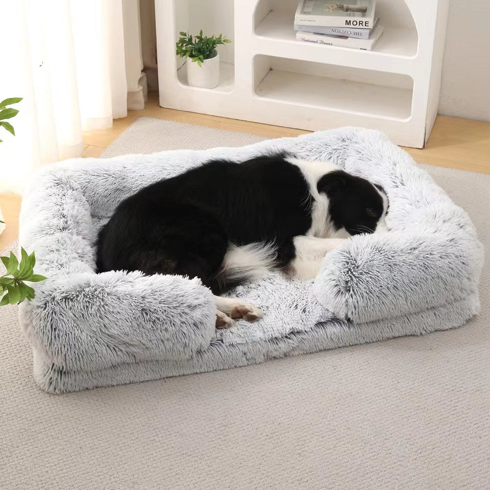 Round Enclosed Plush Cat Bed for Cats and Small Dogs