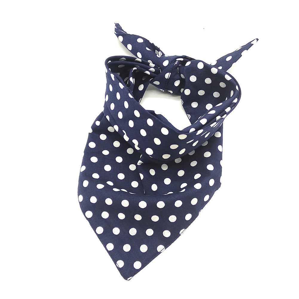 Double-sided dot cotton pet bib in Yellow Dot, close-up detail