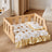 Removable washable pet bed with cute print, further angle view